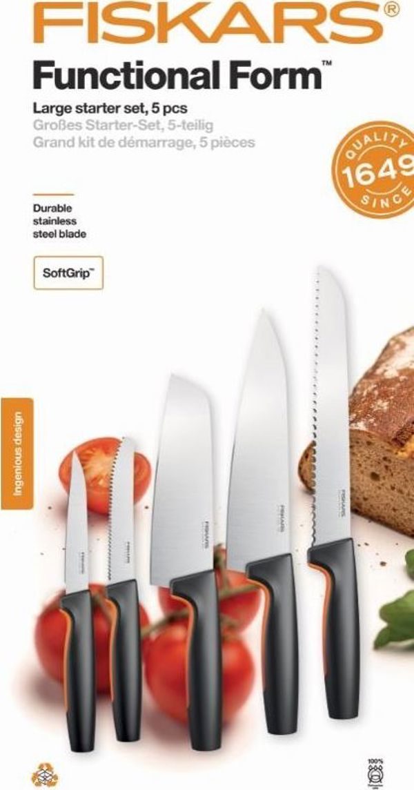 Σετ 5 Μαχαιριών Fiskars Functional Form 1057558 - Ανοξείδωτα Μαχαίρια Κουζίνας υψηλής αντοχής
