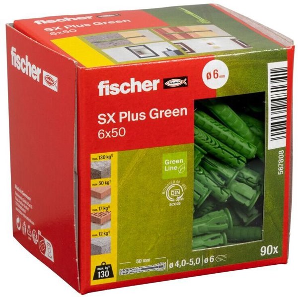 Fischer Dübel SX Plus Green 6x50