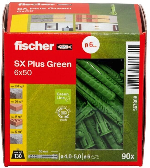 Fischer Dübel SX Plus Green 6x50