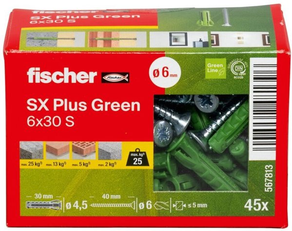 Fischer Dübel SX Plus Green 6x30 S