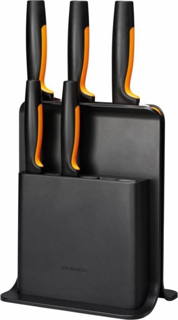 Fiskars Σετ 5 Μαχαιριών Functional Form 1057554 με Μαύρη Θήκη Μπλοκ