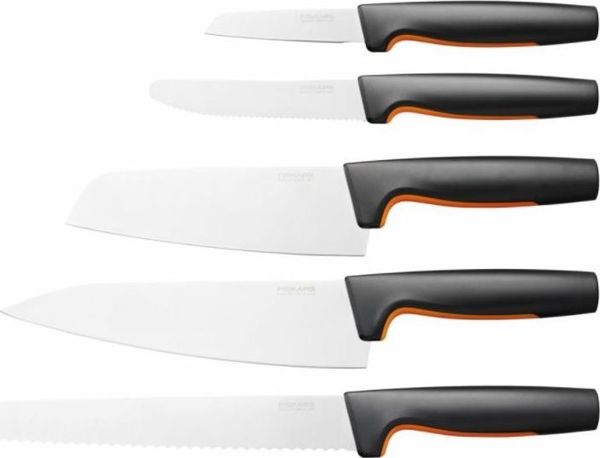 Fiskars Σετ 5 Μαχαιριών Functional Form 1057554 με Μαύρη Θήκη Μπλοκ