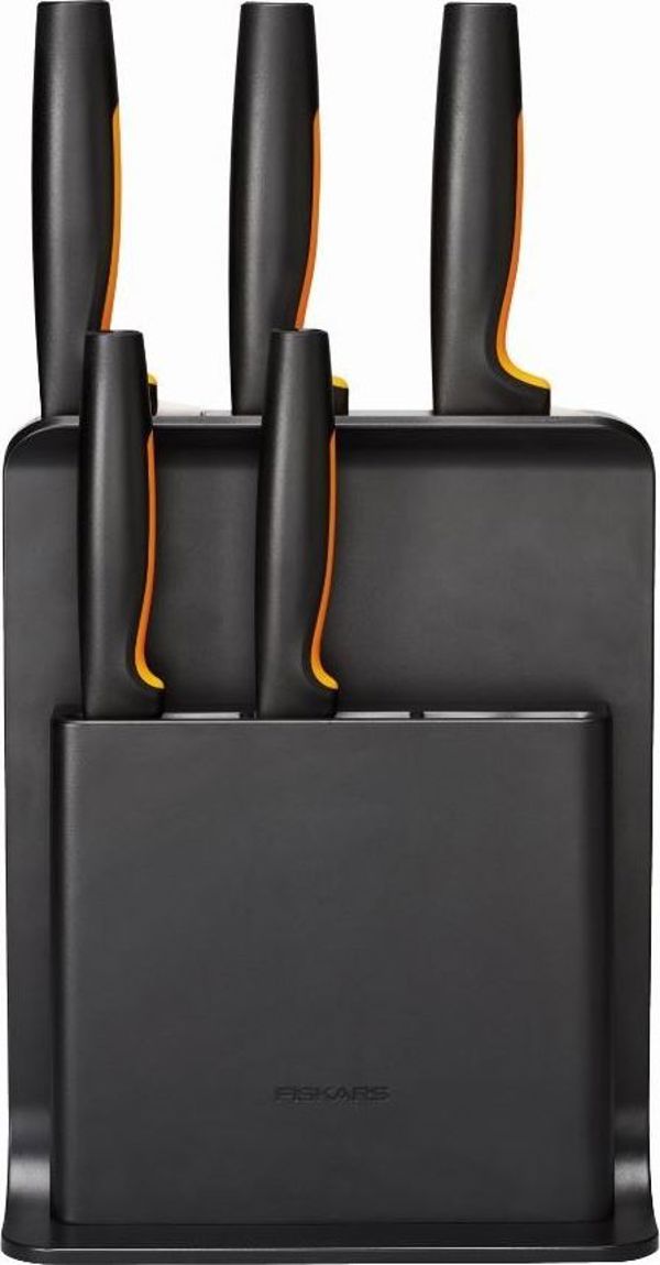 Fiskars Σετ 5 Μαχαιριών Functional Form 1057554 με Μαύρη Θήκη Μπλοκ