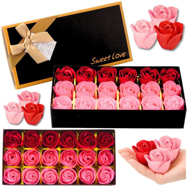 Flower Box Αιώνια Αρωματικά Τριαντάφυλλα Ροζ Κόκκινα 18 τεμάχια