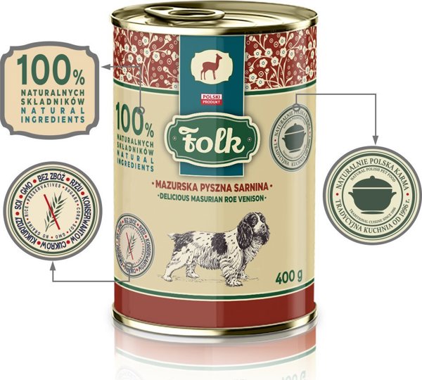 Folk Karma mokra dla psa FOLK Mazurska pyszna sarnina 400 g
