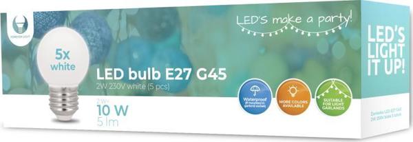 Forever Light Żarówka LED E27 G45 2W 230V biała 5 sztuk Forever Light
