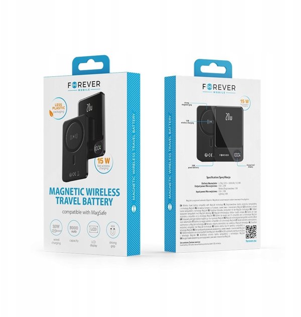 Forever wireless power bank MATB-200 20W PD 5000 mAh magnetic black 5907457744226