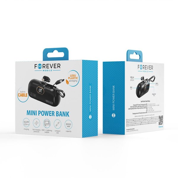 Forever mini power bank MTB-100 22.5W 5000 mAh Lightning black 5907457751224