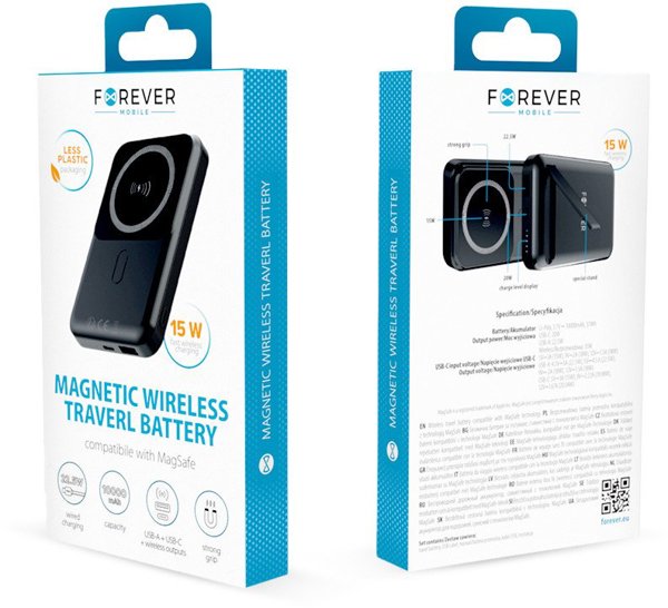 Forever wireless power bank MATB-100 PD QC 22.5W 10000 mAh magnetic black
