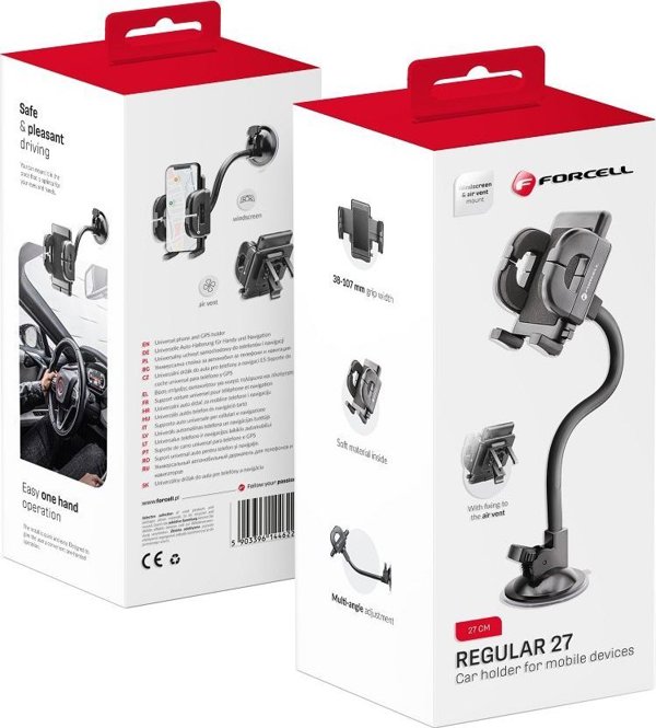 Forcell Βάση Αυτοκινήτου Regular με Εύκαμπτο Βραχίονα 27cm για Smartphone