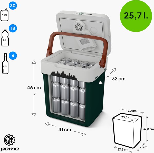 Peme Essential 32 Φορητό Ψυγείο Αυτοκινήτου, 32L, Pine Forest