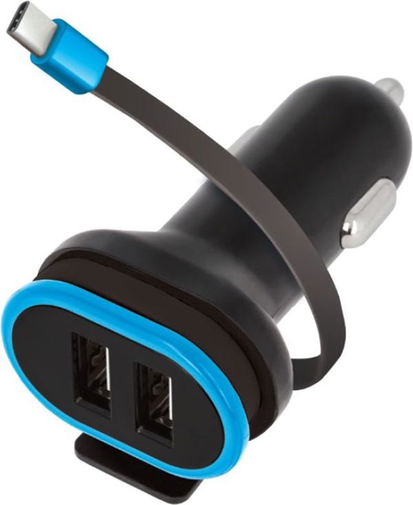 Φορτιστής αυτοκινήτου Forever CC-02 2x USB 3A μαύρος με καλώδιο USB-C 0,2 μ 5900495647146