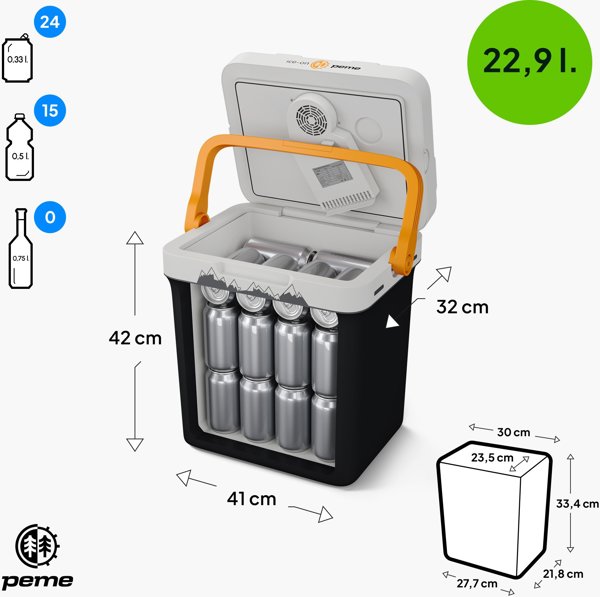 Peme Essential 27 Adventure Φορητό Ψυγείο Αυτοκινήτου 27L Πορτοκαλί