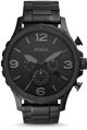 Fossil Nate JR1401 Ανδρικό Ρολόι Χειρός με Μαύρο Καντράν και Ατσάλινο Μπρασελέ