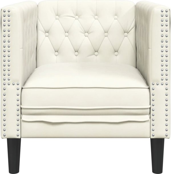 Πολυθρόνα Chesterfield vidaXL, Κρεμ, Βελούδινη Ταπετσαρία