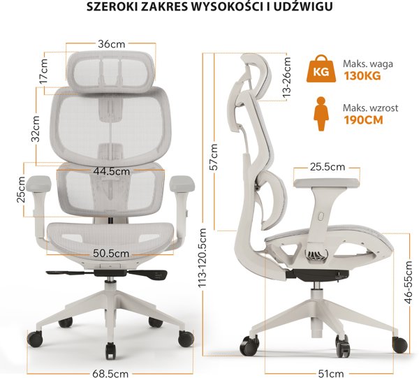 SENSE7 Nobu Πολυθρόνα Γραφείου, Εργονομική Καρέκλα με Υποστήριξη, Ανοιχτό Γκρι