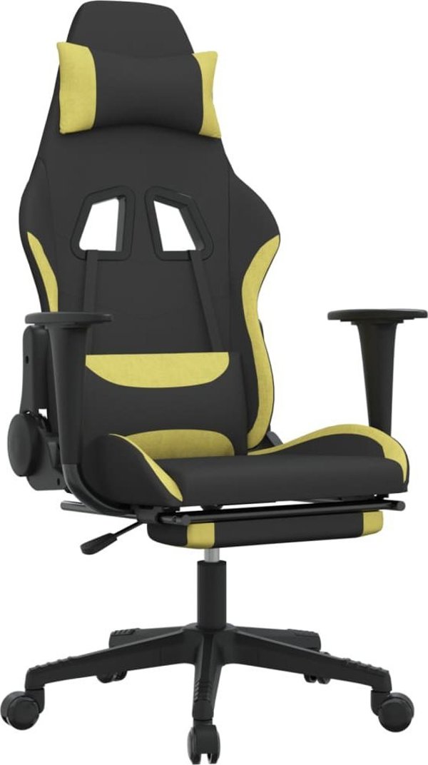 Fotel vidaXL Περιστρεφόμενη καρέκλα gaming με υποπόδιο, μαύρο-ανοιχτό πράσινο
