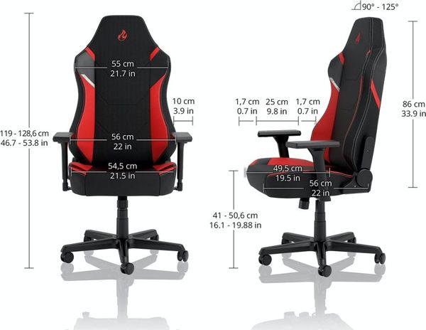 Nitro Concepts X1000 Gaming Καρέκλα Μαύρο-Κόκκινο, Εργονομικό Κάθισμα με Γωνιακό Σχεδιασμό