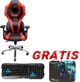 E-Blue Gaming Chair Auroza X1 LED Μαύρη-Κόκκινη + Gaming Σετ Polygon (Πληκτρολόγιο, Ποντίκι, Mousepad)