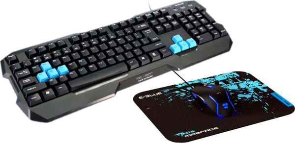 E-Blue Gaming Chair Auroza X1 LED Μαύρη-Κόκκινη + Gaming Σετ Polygon (Πληκτρολόγιο, Ποντίκι, Mousepad)