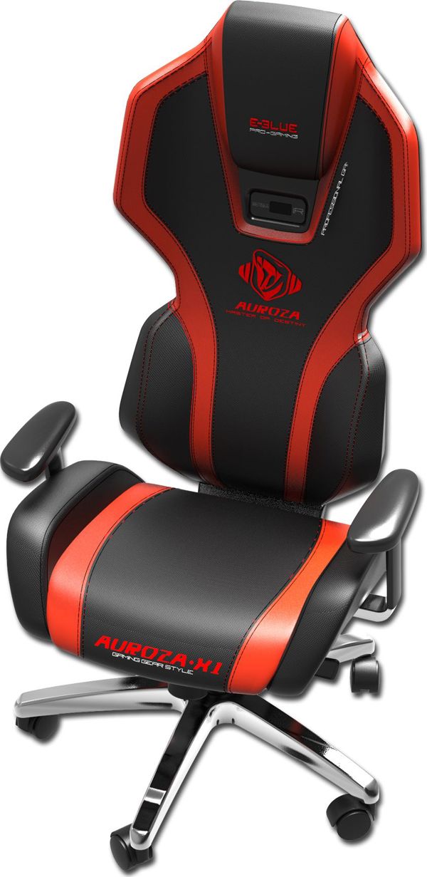 E-Blue Gaming Chair Auroza X1 LED Μαύρη-Κόκκινη + Gaming Σετ Polygon (Πληκτρολόγιο, Ποντίκι, Mousepad)
