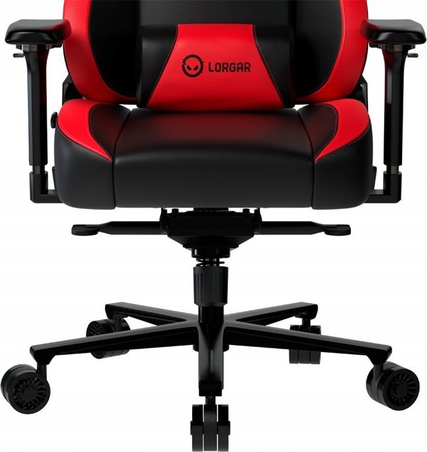 Fotel Lorgar LORGAR Base 311, Gaming chair, PU eco-leather, 1.8 mm metal frame, multiblock mechanism, 4D armrests, 5 Star aluminium base, Class-4 gas lift, 75mm PU casters, Black + red