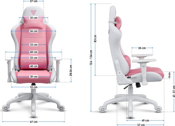 Καρέκλα SENSE7 Spellcaster FUKU PU λευκό-ροζ