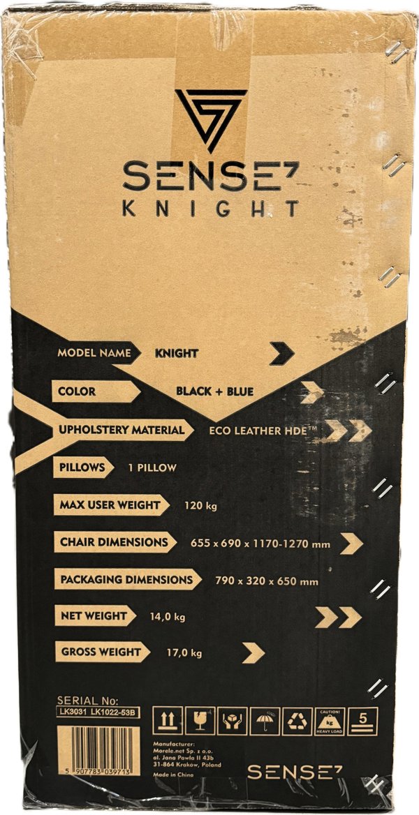 Καρέκλα Gaming SENSE7 Knight Εργονομική για Γραφείο και Gaming - Μαύρη