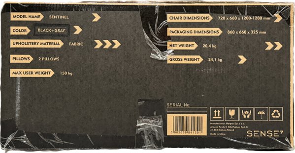 SENSE7 Sentinel Πολυθρόνα Gaming Υφασμάτινη Μαύρο-Γκρι
