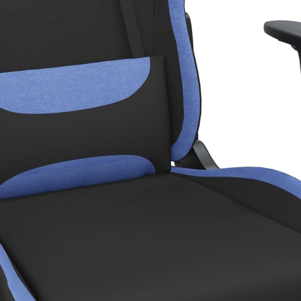 vidaXL Περιστρεφόμενη καρέκλα gaming με υποπόδιο, μαύρο-μπλε ύφασμα