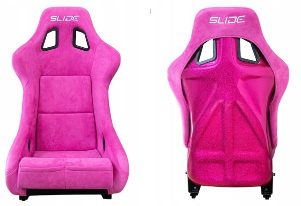 Fotel sportowy SLIDE KS2 Premium Pink Welur Bright Pink Glitter