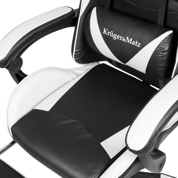 Kruger&Matz Warrior GX-150 Gaming Πολυθρόνα με Επένδυση από Οικολογικό Δέρμα, Μαύρο-Λευκό (KM0790-BW)