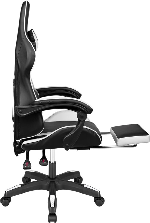 Kruger&Matz Warrior GX-150 Gaming Πολυθρόνα με Επένδυση από Οικολογικό Δέρμα, Μαύρο-Λευκό (KM0790-BW)