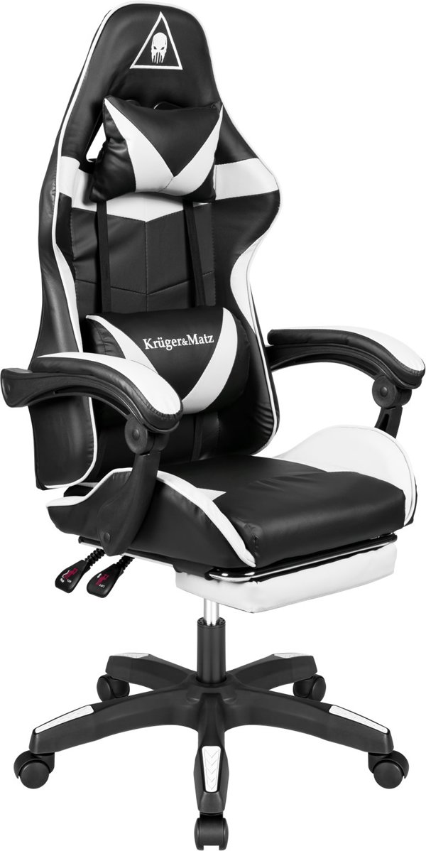 Kruger&Matz Warrior GX-150 Gaming Πολυθρόνα με Επένδυση από Οικολογικό Δέρμα, Μαύρο-Λευκό (KM0790-BW)