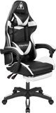 Kruger&Matz Warrior GX-150 Gaming Πολυθρόνα με Επένδυση από Οικολογικό Δέρμα, Μαύρο-Λευκό (KM0790-BW)