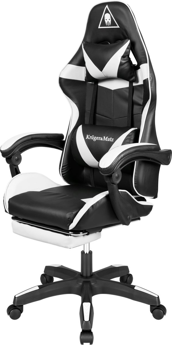 Kruger&Matz Warrior GX-150 Gaming Πολυθρόνα με Επένδυση από Οικολογικό Δέρμα, Μαύρο-Λευκό (KM0790-BW)
