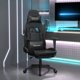 vidaXL Μαξιλάρα gaming με μασάζ και υποπόδιο, μαύρο, συνθετικό δέρμα