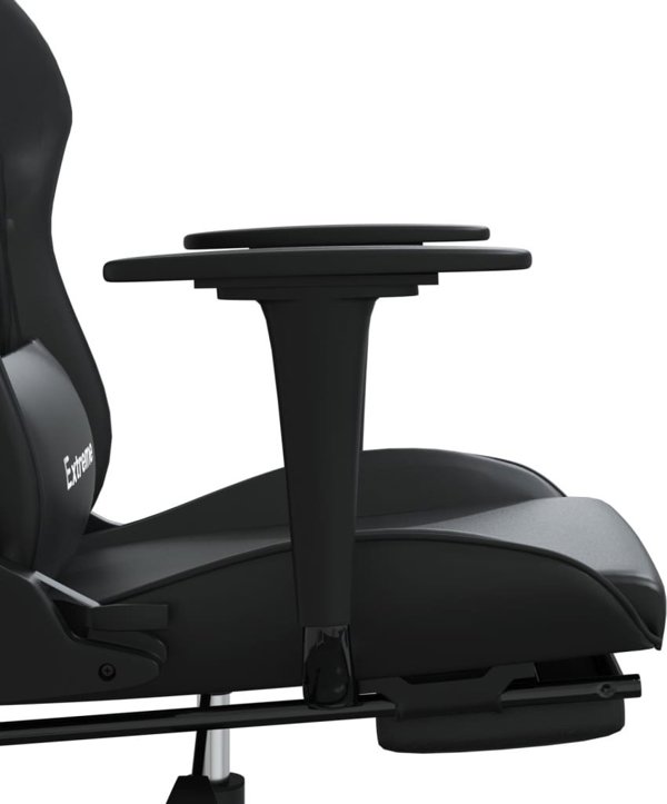 vidaXL Μαξιλάρα gaming με μασάζ και υποπόδιο, μαύρο, συνθετικό δέρμα