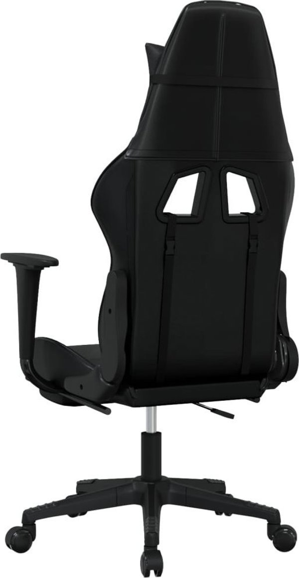 vidaXL Μαξιλάρα gaming με μασάζ και υποπόδιο, μαύρο, συνθετικό δέρμα