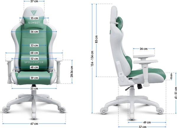 Καρέκλα SENSE7 Spellcaster FUKU PU λευκό-πράσινο