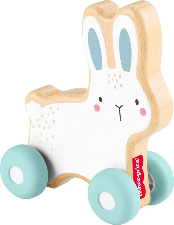 Mattel Fisher-Price Ξύλινο Κουνέλι για Σπρώξιμο JDM52, Εκπαιδευτικό Παιχνίδι Βόλτας