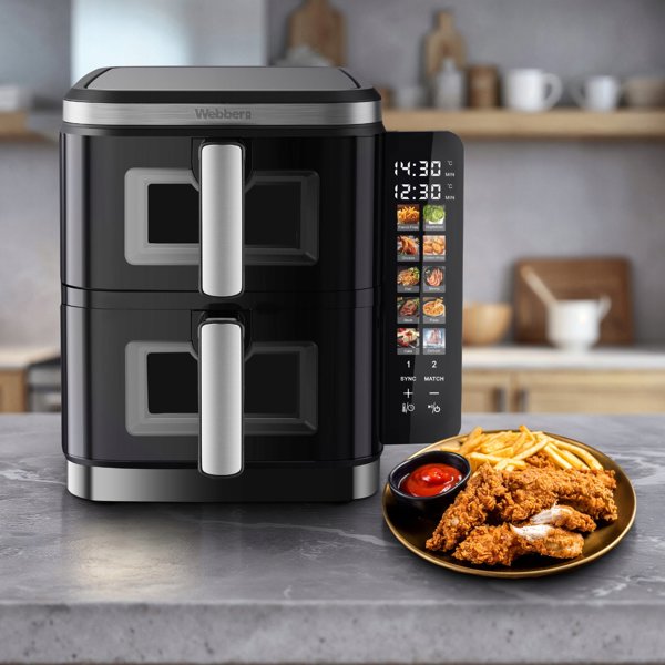 Φριτέζα διπλή κατακόρυφη χωρίς λάδι Air Fryer 2800W 11L XXL Webber