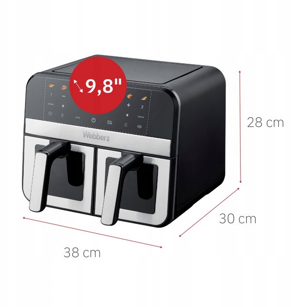Διπλή Φριτέζα Αέρος Air Fryer Διπλού Θαλάμου Κεραμική Webber