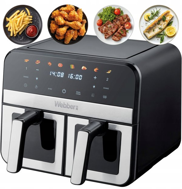 Διπλή Φριτέζα Αέρος Air Fryer Διπλού Θαλάμου Κεραμική Webber