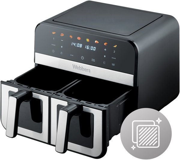 Διπλή Φριτέζα Αέρος Air Fryer Διπλού Θαλάμου Κεραμική Webber