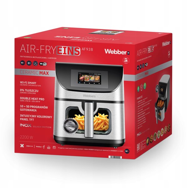 Φριτέζα χωρίς λάδι Air Fryer 8L WiFi 2200W με μη κολλητική επιφάνεια