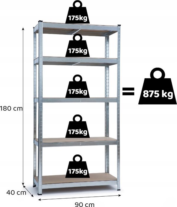 Funfit ΜΕΤΑΛΛΙΚΟ ΡΑΦΙ ΑΠΟΘΗΚΕΥΣΗΣ 180x90x40CM ΙΣΧΥΡΟ 1000KG