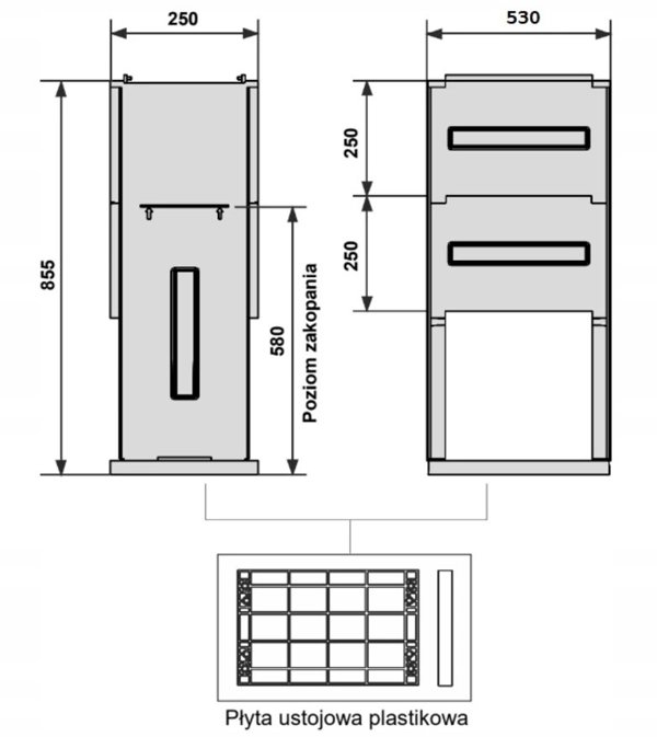 Fundament do szaf ZW160, ZW250 ZW160/250-FTN53 z certyfikatem CNBOP