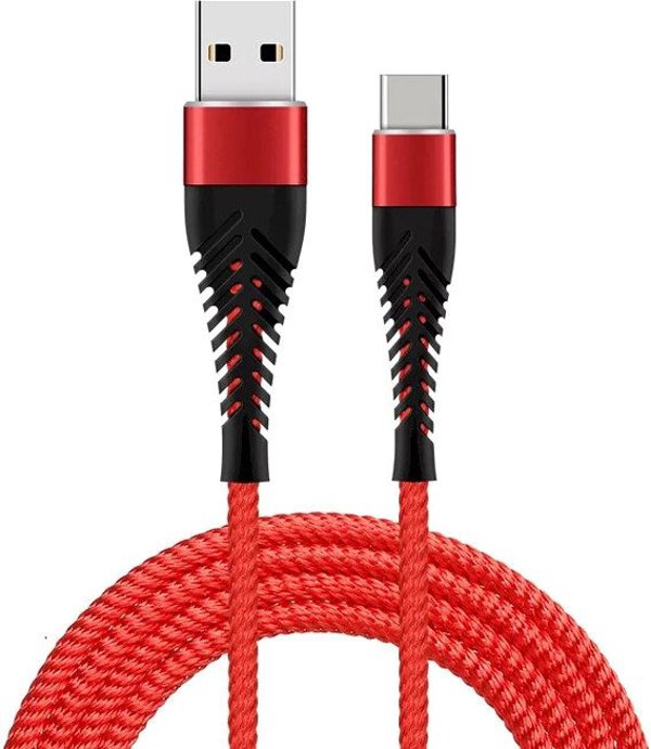 Fusion Fishbone USB-A uz USB-C kabelis 30W / 3A / 1 5m sarkans