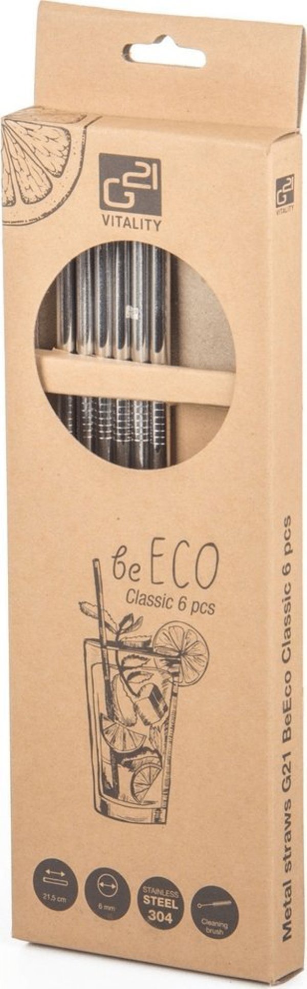 G21 Οικολογικά καλαμάκια G21 BeEco Classic 6 τεμ. 6352100